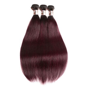 Ombre 1B/99J Burgundy Red Brazilian Straight Human Hair Wigs-7
